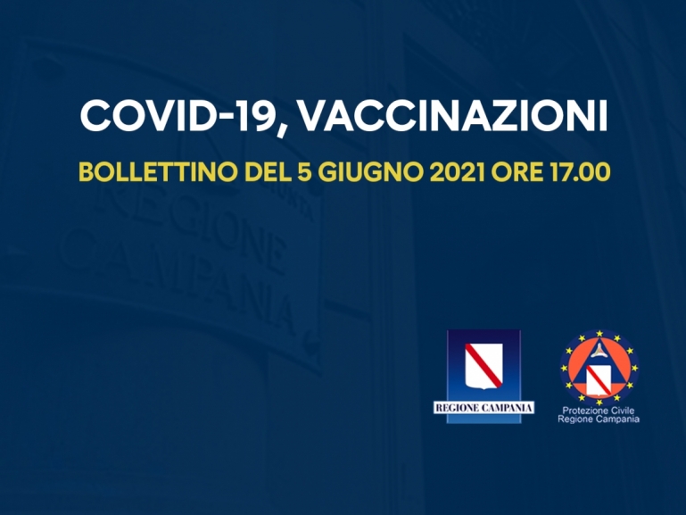 COVID-19, BOLLETTINO VACCINAZIONI DEL 5 GIUGNO 2021 (ORE 17.00)