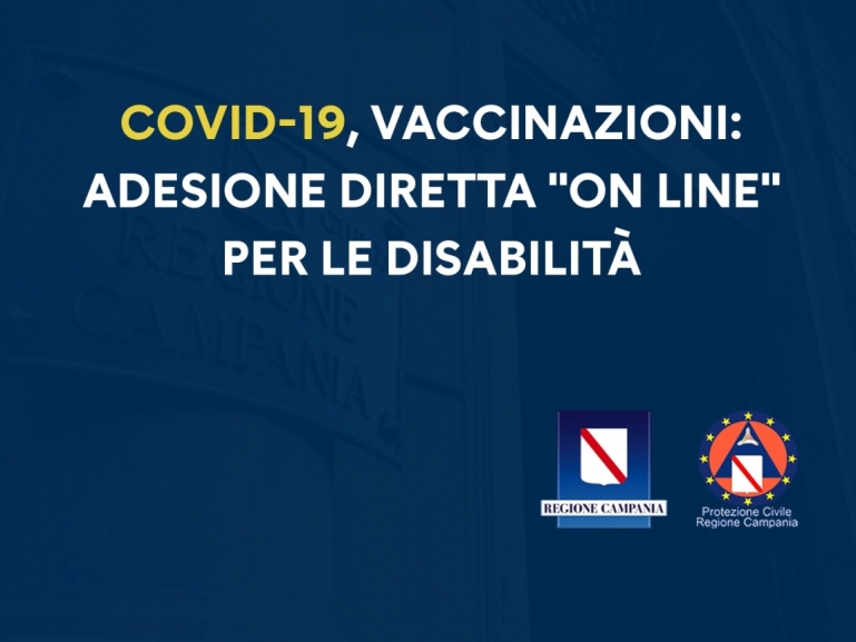 COVID-19, VACCINAZIONI: ADESIONE DIRETTA "ON LINE" PER LE DISABILITÀ
