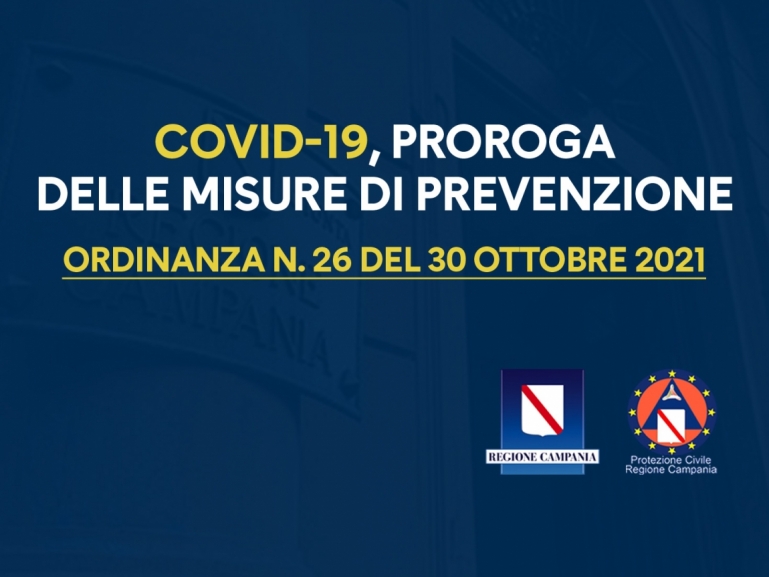 COVID-19, FIRMATA L'ORDINANZA N. 26/2021: PROROGA DELLE MISURE DI PREVEZIONE