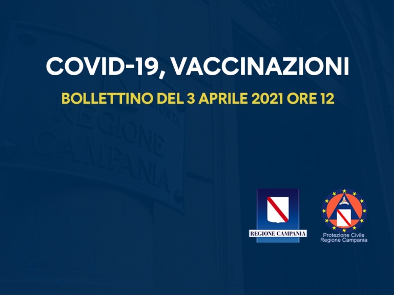 COVID-19, BOLLETTINO VACCINAZIONI DEL 3 APRILE 2021 (ORE 12)