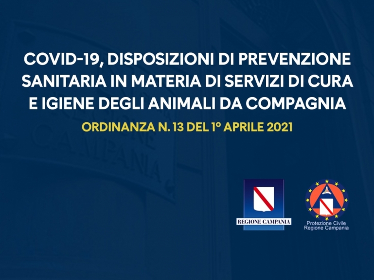 COVID-19, ANIMALI DA COMPAGNIA – ORDINANZA N. 13 DEL 01/04/2021