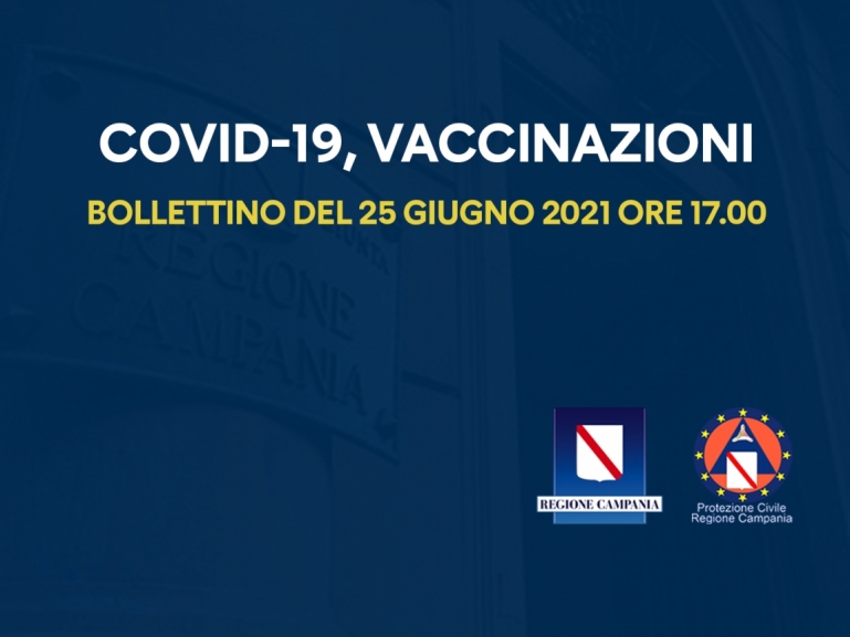 COVID-19, BOLLETTINO VACCINAZIONI DEL 25 GIUGNO 2021 (ORE 17.00)