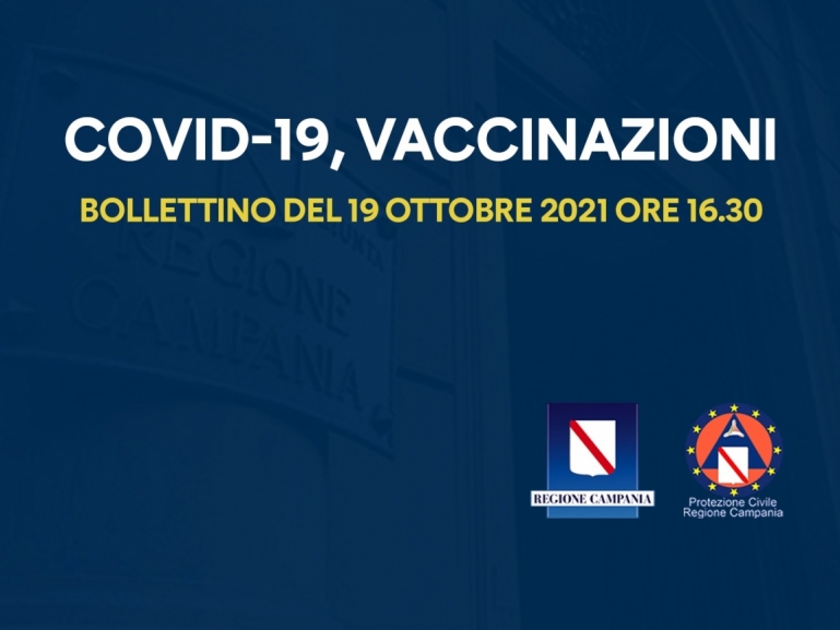 COVID-19, BOLLETTINO VACCINAZIONI DEL 19 OTTOBRE 2021 (ORE 16.30)
