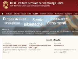 Sospensione temporanea dei servizi dell'Istituto Centrale per il Catalogo Unico delle Biblioteche Italiane e per le Informazioni Bibliografiche